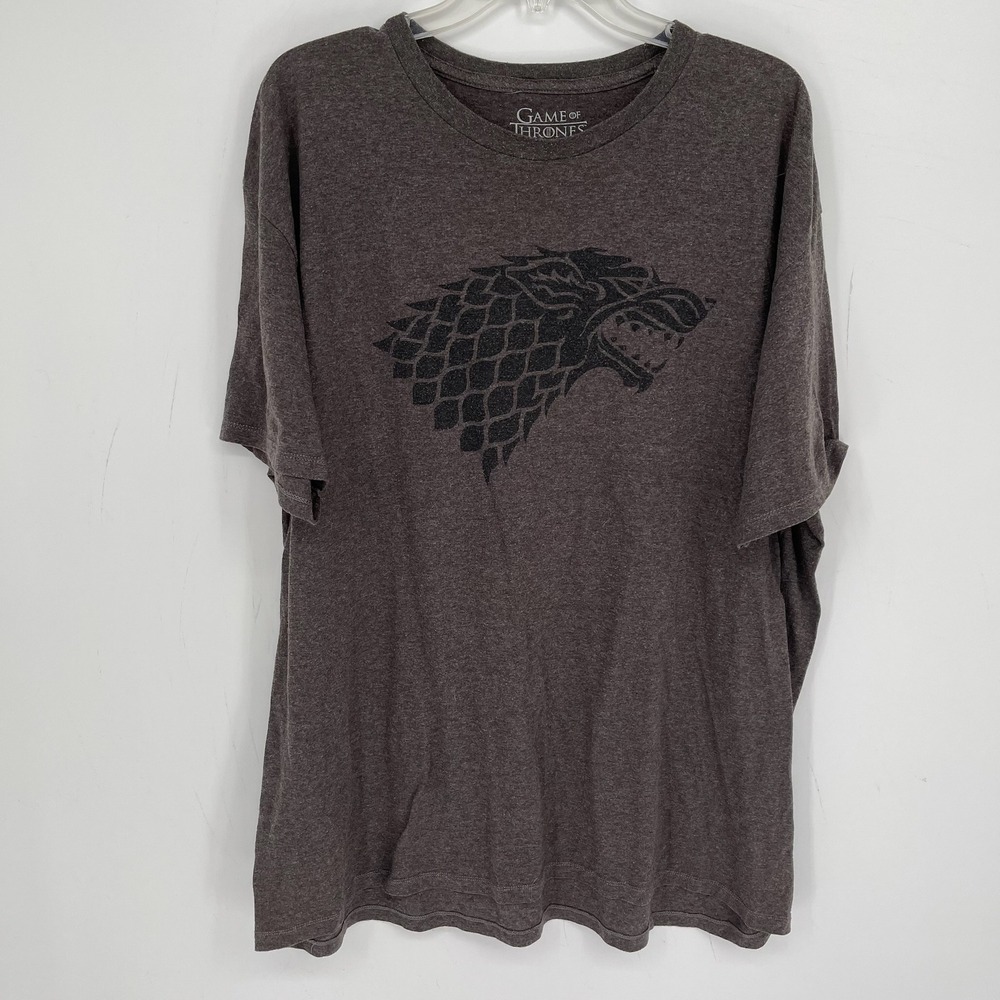 Game of Thrones Men's Gray Crewneck House Stark Wolf Graphic T-Shirt Size 2XL
